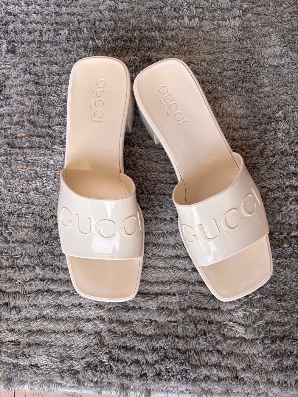 Gucci White Chunky Platform Slide Mules